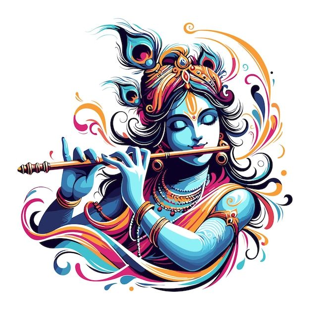 evocative vector illustration bring to life the divine essence of lord krishna premium ai generated vector